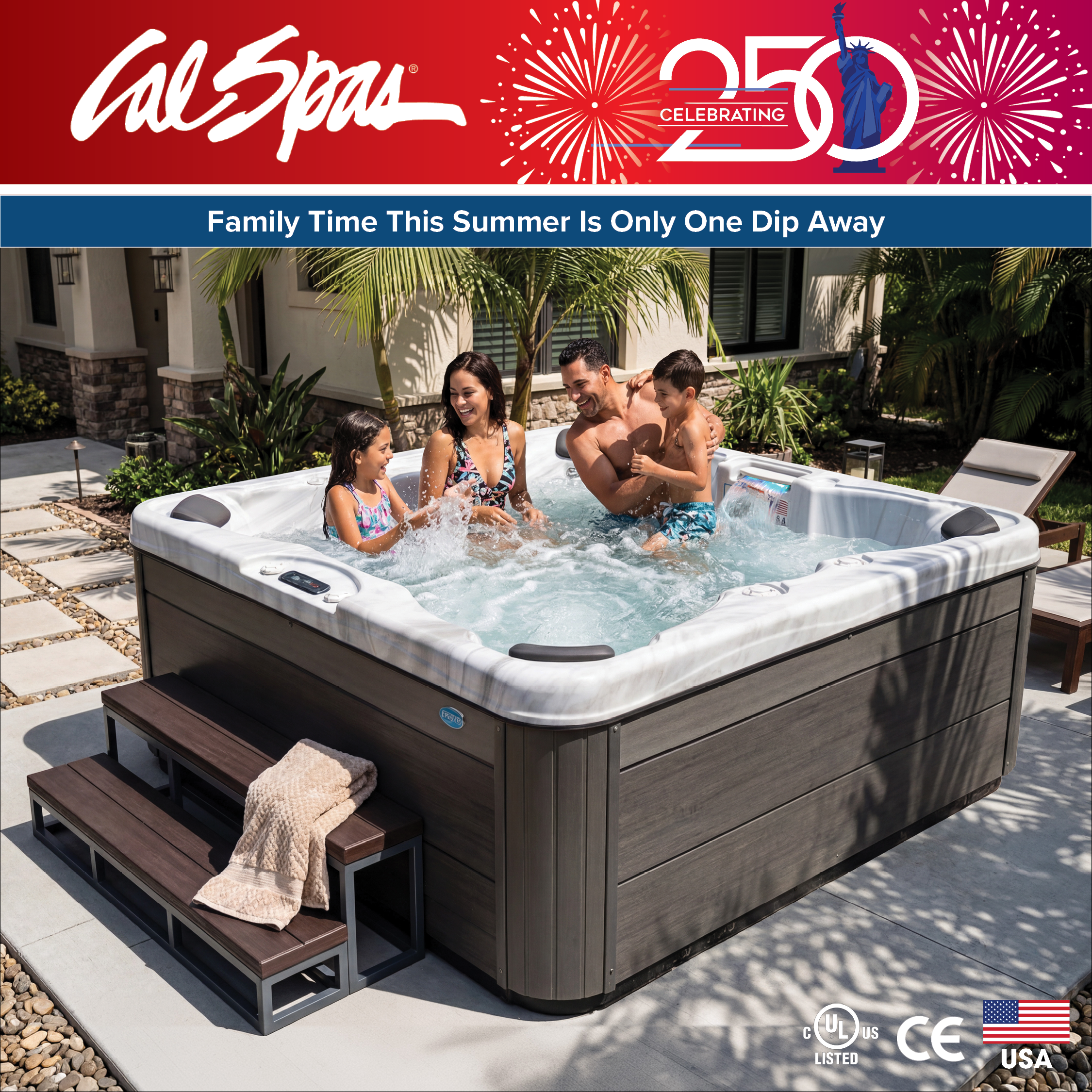 Calspas hot tub being used in a family setting - Marina Del Rey